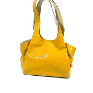 Frances Valentine Yellow Patent Leather Hobo Shoulder Bag